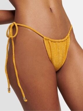 SAME swim Gold Shimmer Tie-Side Bikini Bottom - Women